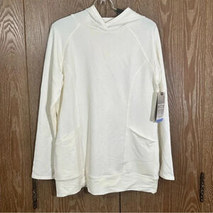 Skechers GO Lounge NWT Women's Medium Cream Colored Long Sleeve Hooded Shirt Top